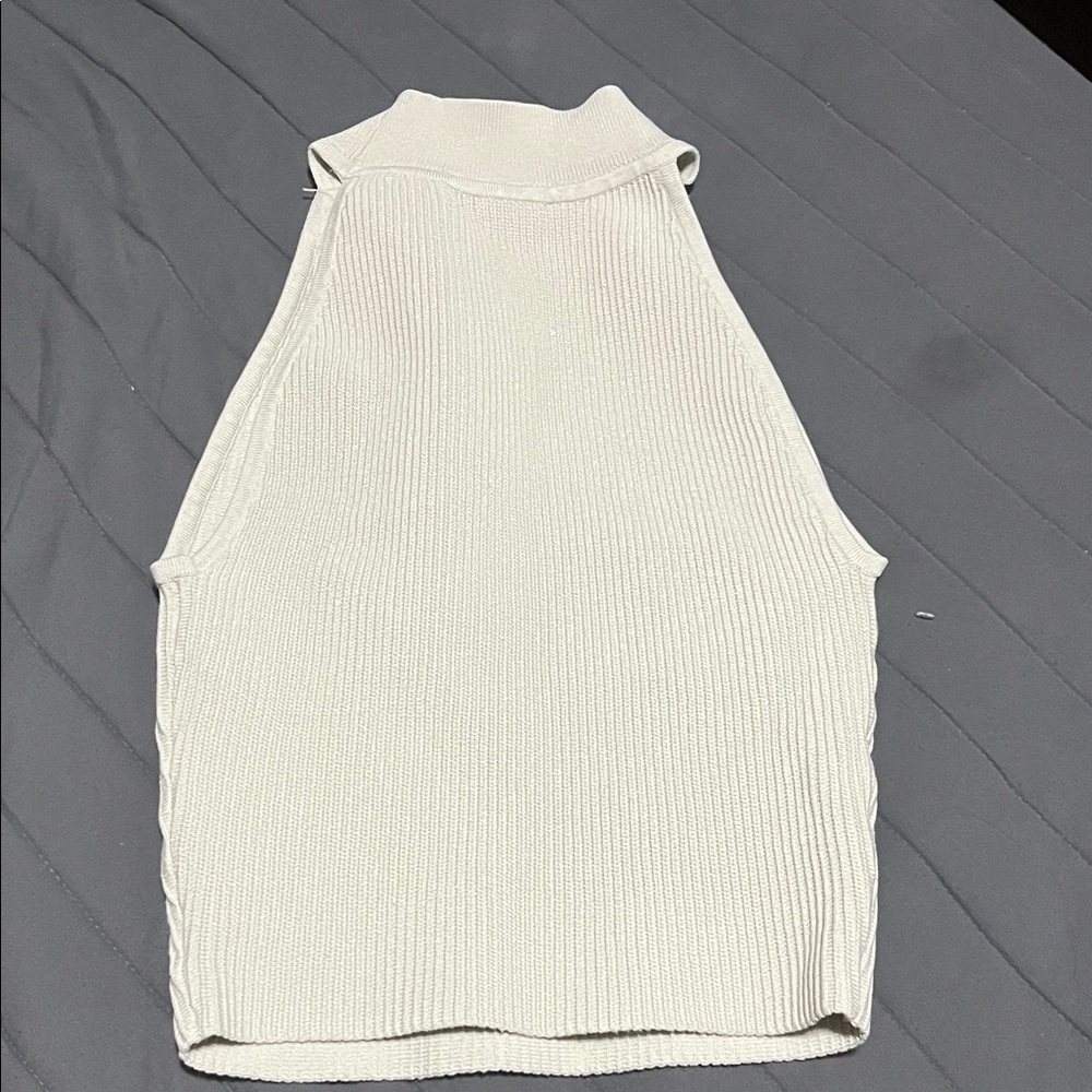 Babaton/Aritzia Chic High-Neck Ribbed Tank Top - Cream